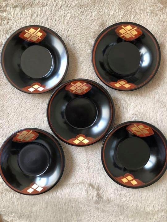 秀衡塗 食器 茶托 茶托 ヒシ 5枚セット - 秀衡塗工房 丸三漆器
