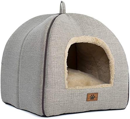 WINDRACING Cat Bed for Indoor Cats - Cat Cave Bed Cat House Cat Tent with Removable Washable Cushioned Pillow, Soft and Self Warming Kitten beds,Cat Beds & Furniture, Pet Bed (Large, Grey)