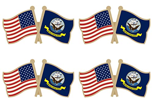 US Navy Crossed Double Flag Lapel Pins Small Mini Military Flags Friendship Pin Badge Pack of 4