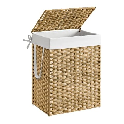 SONGMICS Handwoven Laundry Hamper with Lid Cover