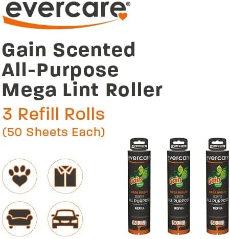 Miniatura 4 de Evercare Recambios de rodillo de pelusa para mascotas de 10 pulgadas, paquete de 3, 50 hojas cada uno, ganancia perfumada, rodillo adhesivo para