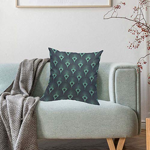 Hosnye TPC1818A158 Peacock Feather Throw Pillow Cushion Coversvintage Abstract Ornament Art Deco Beautiful Ornate Decorative Square Accent Pillow Case 18 X18 Inch thumb #3