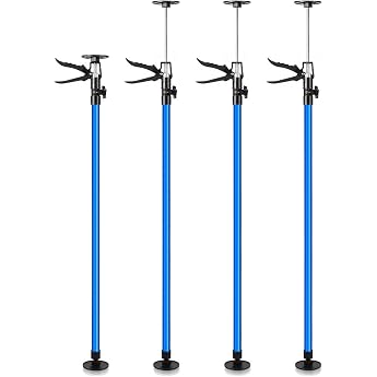 Ceiling Support Single Hand Support Mounting Support Set of 4 Professional Stuffer Pole Telescopic Range 115 cm to 290 cm Load Capacity 50 kg Blue Suitable for Jacks Walls Cabinets etc