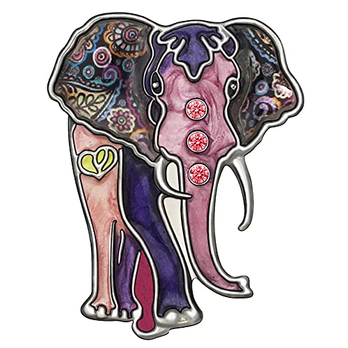 WEVENI Enamel Alloy Rhinestone Elephant Brooch Purple Pins for Women Lady Girl Scarf Dress Suit Accessories Fashion Jewelry Charm (Violet)