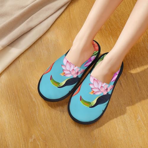 Tropical Jungle Flamingo Print House Slippers For Women And Men,Soft Slippers With Memory Foam,Non-Slip Indoor Home Shoes4