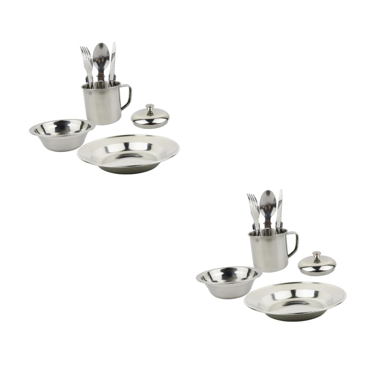 Abaodam Kit de Cuisinière de Camping Inoxydable de Vaisselle Portable pour Personnes pour Activités de Plein Air Barbecue