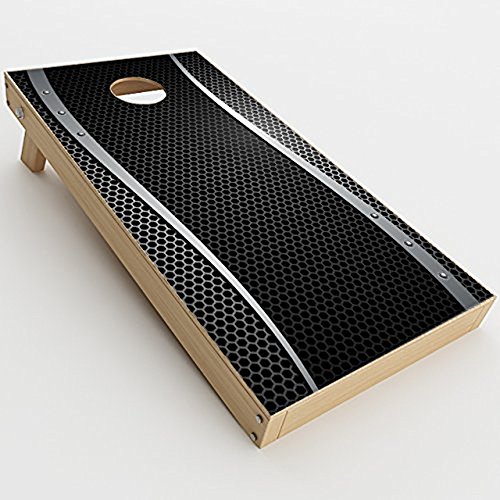 Skin Decals Vinyl Wrap for Cornhole Game Board Bag Toss (2xpcs.) / Metal Metallic Screen Pattern