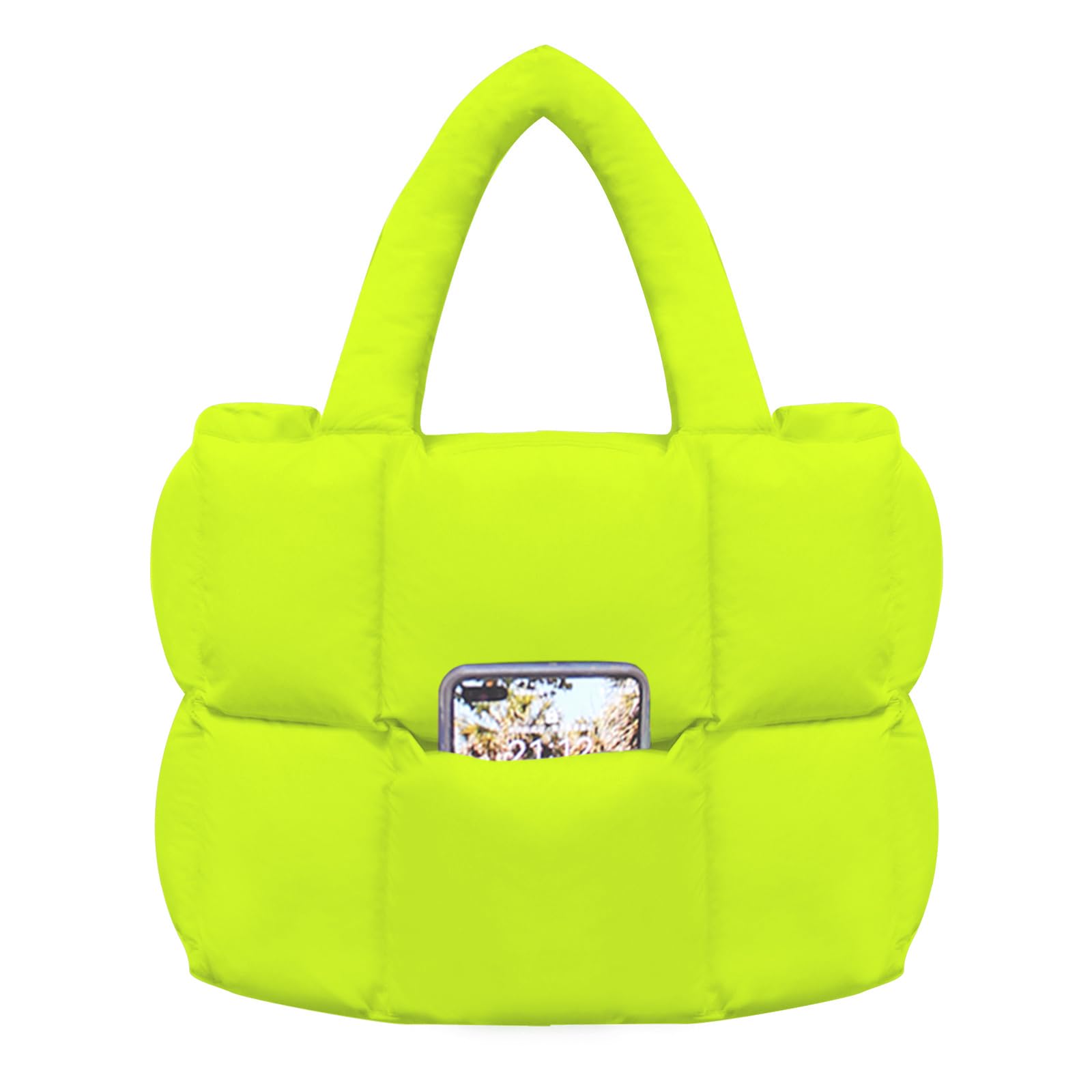 Puffer Tote Bag for Women, Quilted Shoulder handbag for Travel, Work, Gym | nylon lightweight bag, waterproof, cloudy, zipper, compartments, nurse bag, adjustable crossbody strap