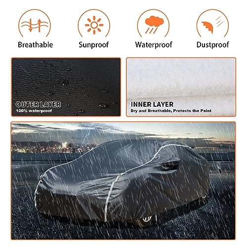 Image of Coverado 6 Layers Car Cover Waterproof All Weather, Soft Cotton Lined Coupe Cover, Outdoor Heavy Duty Car Covers Rain Snow UV Hail Protection, Full Covers Universal Fit for Sports Car (173 inch-182 inch)