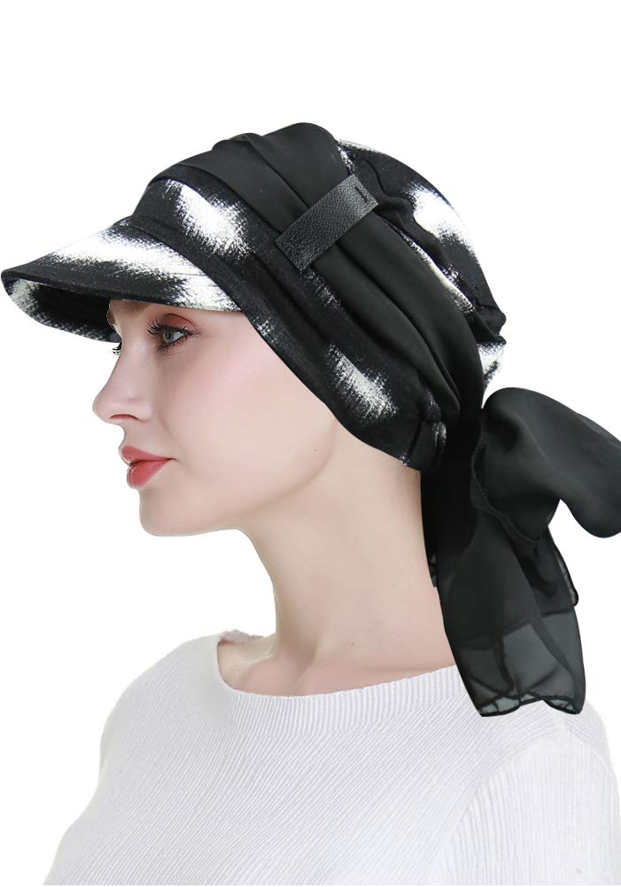 FocusCare Casquette Newsboy pour Femmes Chemo Headwear avec écharpes Cadeaux Perte de Cheveux Disponible Toute l'année