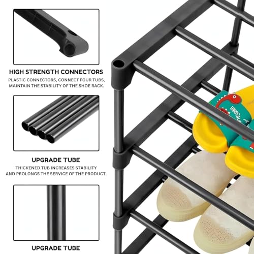 Image of Mevigo 4 Tier Shoe Rack Organizer for Home, Space Saving Shoe Storage Shelf, Durable Multi-Layer Footwear Stand for Entryway, Bedroom, Closet & Living Room, Black-4tier