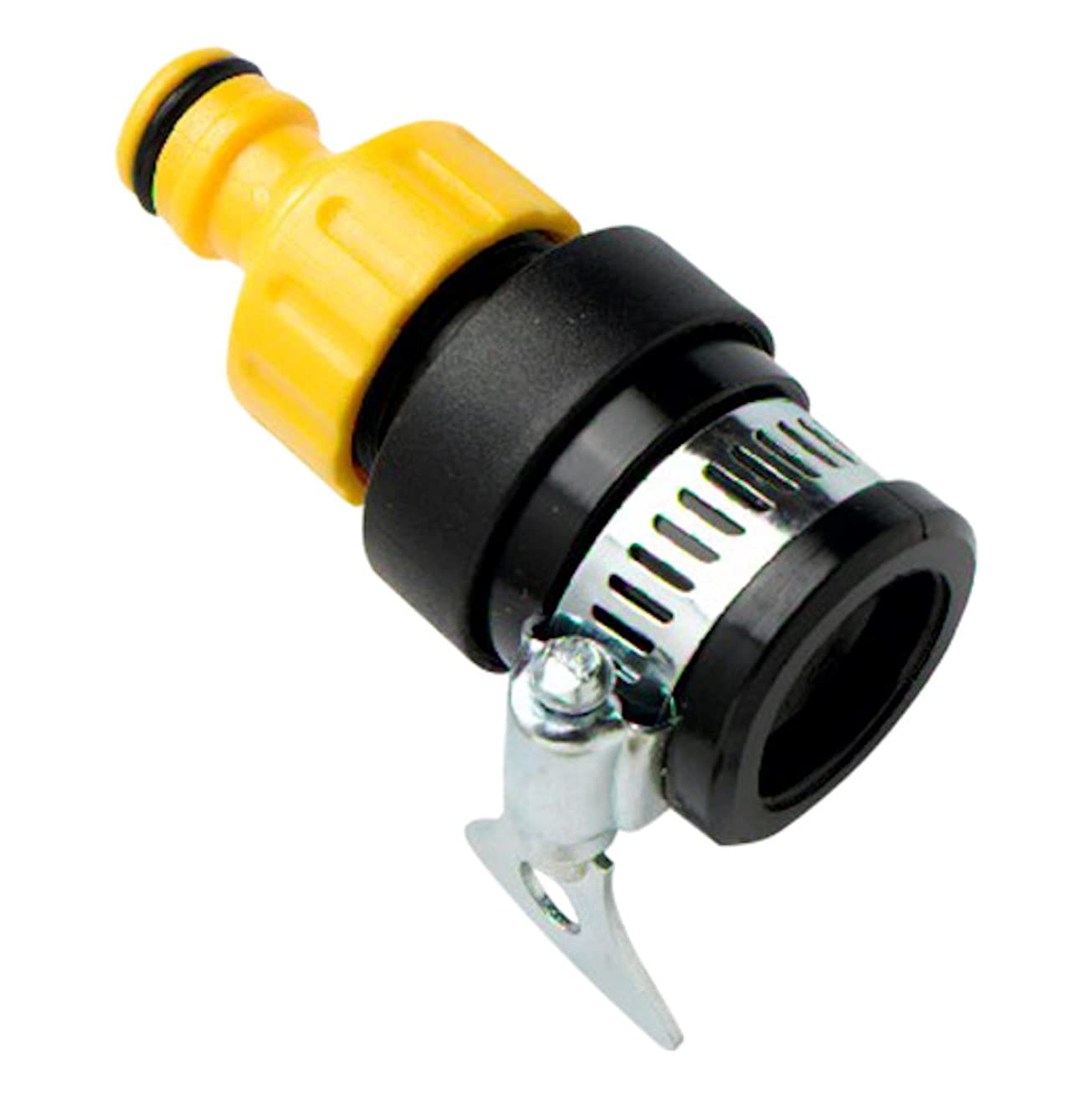 Merriway Yellow / Black Merriway® Bh00316 Snap Fit Hose Tap Connector Adaptor For 1/2 Inch Taps With Butterfly Hose Clip Attachment,