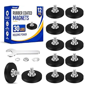 Grtard 12 Pack Rubber Coated Magnets, 30LBS Strong Neodymium Magnet Base