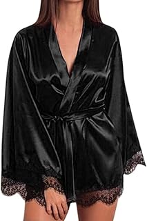 Ropa de Dormir para Mujeres,SHOBDW Regalo de San Valentín Ropa Interior Camisón de satén Tallas Grandes Sólido Encaje de Seda Lencería Camisón Bata Sexy Ropa de Dormir