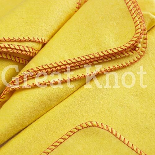 Great Knot Luxury Quality Large Strong Yellow Dusters 100% Cotton Household Cleaning Polishing Dusting Cloth Pack of 10 (Lee100% Cotton)