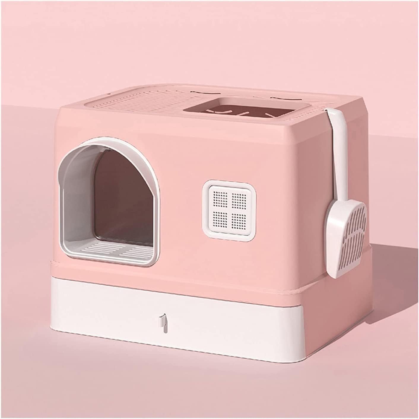 Cat Litter Box Deluxe Covered Litter Box with Removable Tray and Scoop Cat Litter