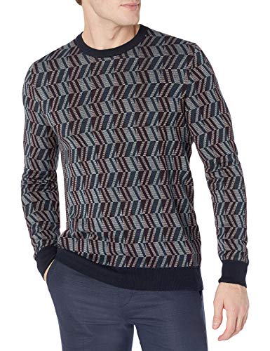 Perry Ellis Men's Long Sleeve CPR Pttrn Eoe Jaq CRW Sweater, Dark Sapphire, XX Large Perry Ellis Men's Long Sleeve CPR Pttrn Eoe Jaq CRW Sweater, Dark Sapphire, XX Large