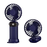 Mini ventilatore portatile 3 in 1 da collo/scrivania/mano, ricaricabile con USB-C, con 5 velocità fino a 10 ore, display a LED, ventole pieghevoli da tavolo per viaggi, pendolari, ufficio, interni