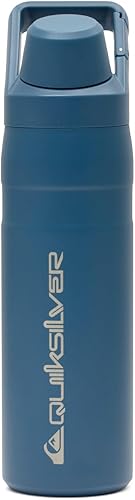 Quiksilver Botella de agua de acero inoxidable de 24 onzas, vaso aislado de boca ancha con gancho de mosquetón, acero 188, 24 horas frías12 horas