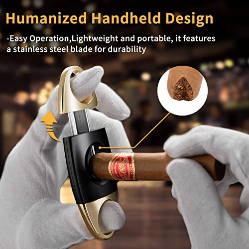 Demcigar V-Cut Cigar Cutter, Stainless Steel Sharp Blade Cigar Guillotine Scissors for Men(Grey) - Image 4