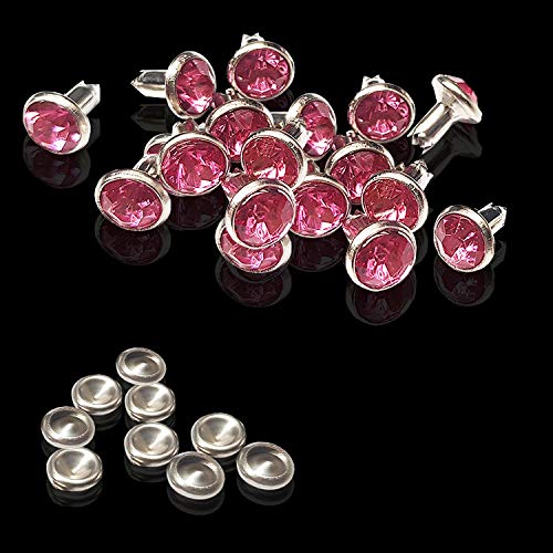 Trimming Shop 50 X Diamante Rivets for Leather Crafts - Coloured Stud Decoration 7Mm Pink