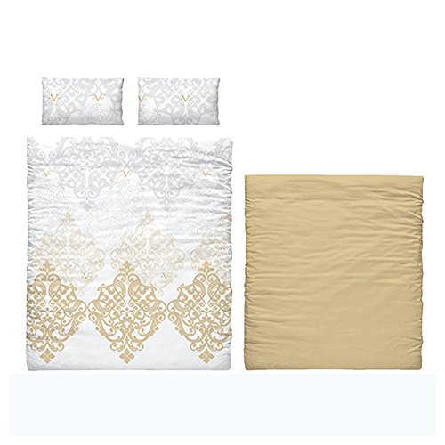 Versace 19v69 Abbigliamento Sportivo SRL-Sabana + Ajustable + 2 Funda Almohada Cama 135cm, Blanco y marrón, Bajera 210x270 cm 135x200x28 cm 2x45x75 cm