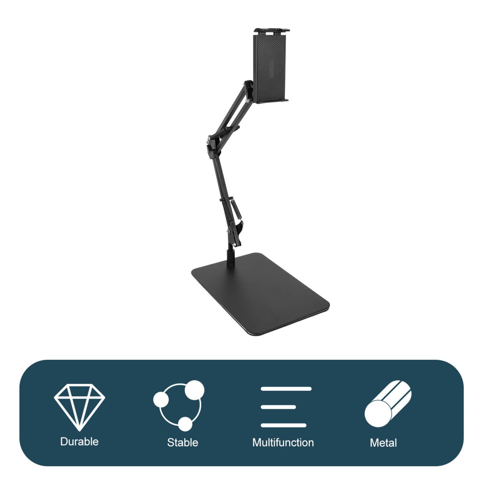Supporto da Tavolo Regolabile per Telefono e Tablet in Metallo Nero
