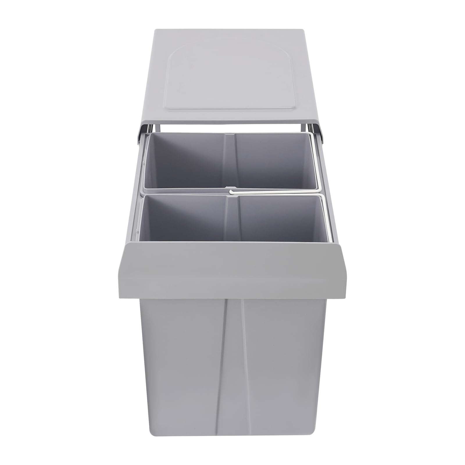 Cubo de basura de cocina, 40 L, reciclable, antideslizante, con 2 compartimentos, de separación de basura, para casas, restaurantes, cafeterías, 49 x 35 x 43 cm