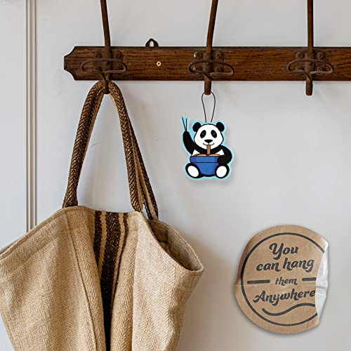 Image of Cute Funny Panda Eating Noodles Car Air Freshener 4 Pack Scented with Premium Oils (4 Pack)
