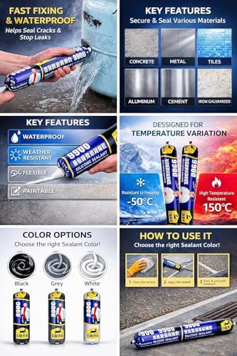 Image of Waterproof Silicone Sealant Adhesive 750 gm for Roof Crack & Leakage Repair - Flexible Weather Resistant Joint Filler,Metal, Steel, Aluminum, Tiles, Cement & Water Tanks