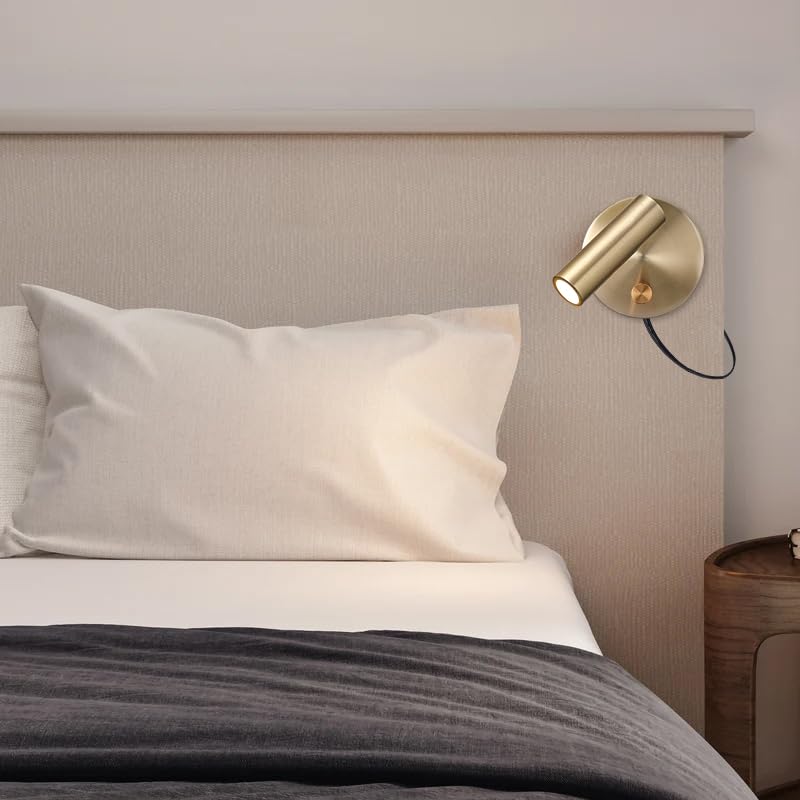 Image of Surface Wall Mounted Reading Light Sconces Lamp Physical Knob Dimmer Switch LED 5W Warm White 3000K (Bronze Plug Cord)