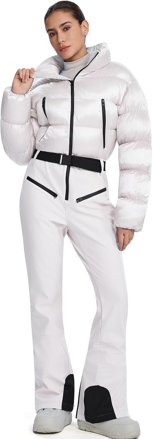 WOWULOVELY Women Snowsuit Slim One Piece Jumpsuit Winter Onesies Ski Suit Outdoor Sports Waterproof Windproof Collar Coat - Image 5