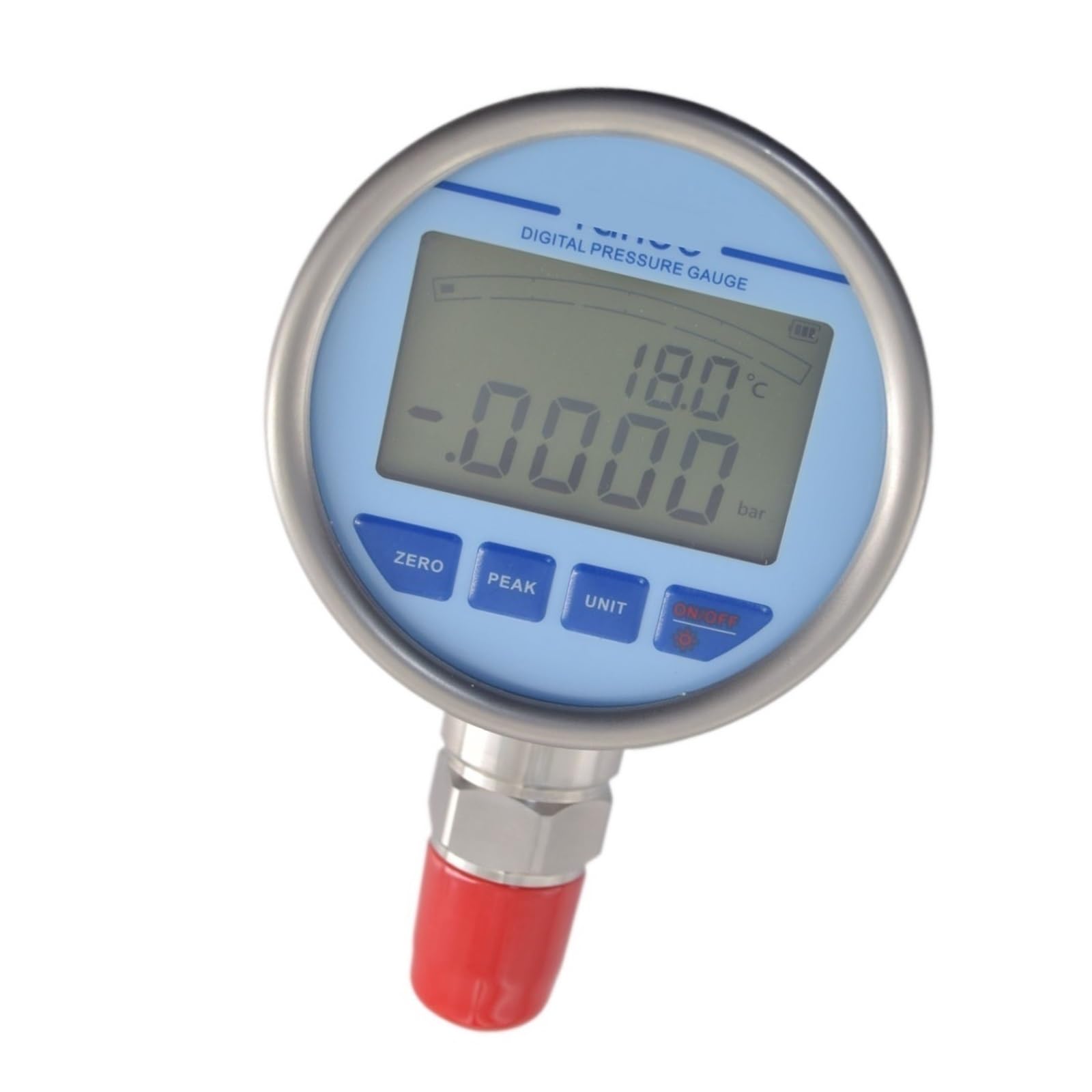 Digitales Manometer, 1/2" NPT Edelstahl-Manometer for industrielle hydraulische pneumatische Geräte(0-250KPa)