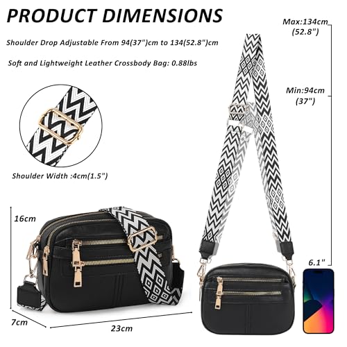 TANTOMI Crossbody Bags for Women, 6-Pockets Cross Body Purse, Vegan Leather Handbags Shoulder Bag for Travel, Gifts for Women — view 3