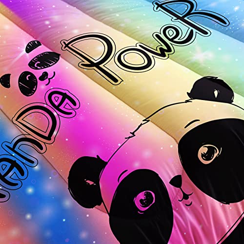 Bsntho Cartoon Panda Comforter For Girls Twin Size,Rainbow Kids Comforter Set,3Pcs Printed Bedding Set Comforter With 2 Pillowcases,Soft And Lightweight,For All Seasons #TOP3