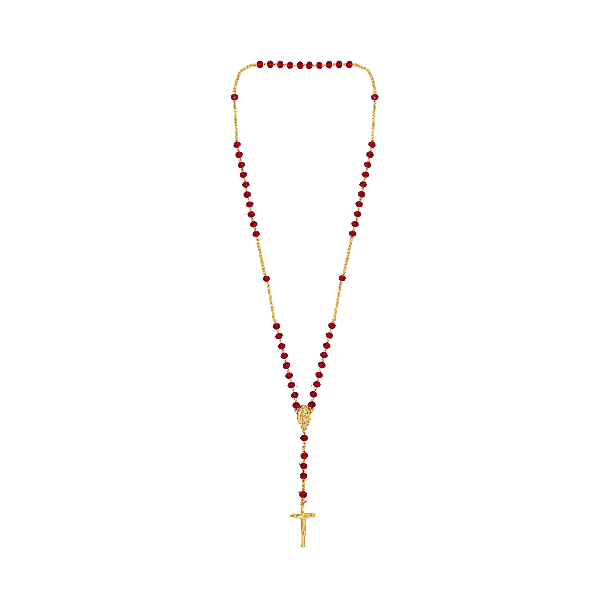 Zoa Collectionz Rosary - Red Big Crystal for Wedding/Communion | Praying Rosary for Men & Women | Best Gift for kids/adults