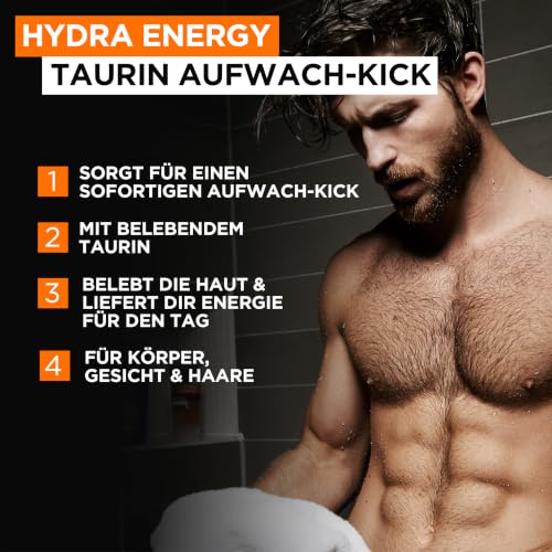 L'Oréal Men Expert Hydra Energy XXXL Shower Gel/Shampoo for Men, Men’s Body Care, Shower/Bath Set for Cleansing Body, Hair and Face, for Long-Lasting Freshness, with Taurine, 1 x 1000 ml - View 5