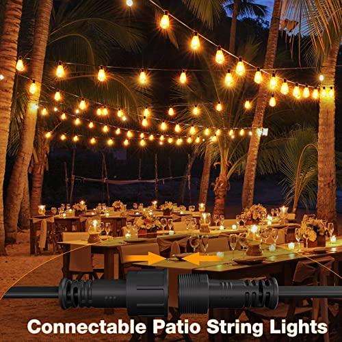 GLUROO Festoon Lights Outdoor 18.2M, String Lights Mains Powered Waterproof with 31Pcs ST38 Plastic LED Bulbs, 2200K Warm White Garden Patio String Lights for Party Décor Wedding