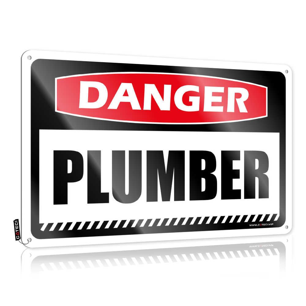 Fzfn Colour Funny Wall Signs Retro Must Home Decor - Danger Plumber Reusable Rustic Style Artwork For Scoreboard(30X40cm)