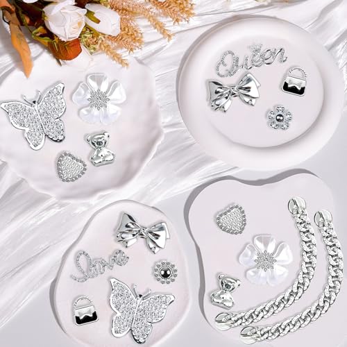 Image of Charms for Bogg Bag,Pearls,Butterfly Flowers and Chain for Bogg Bag Accessories Charms(20 pcs)