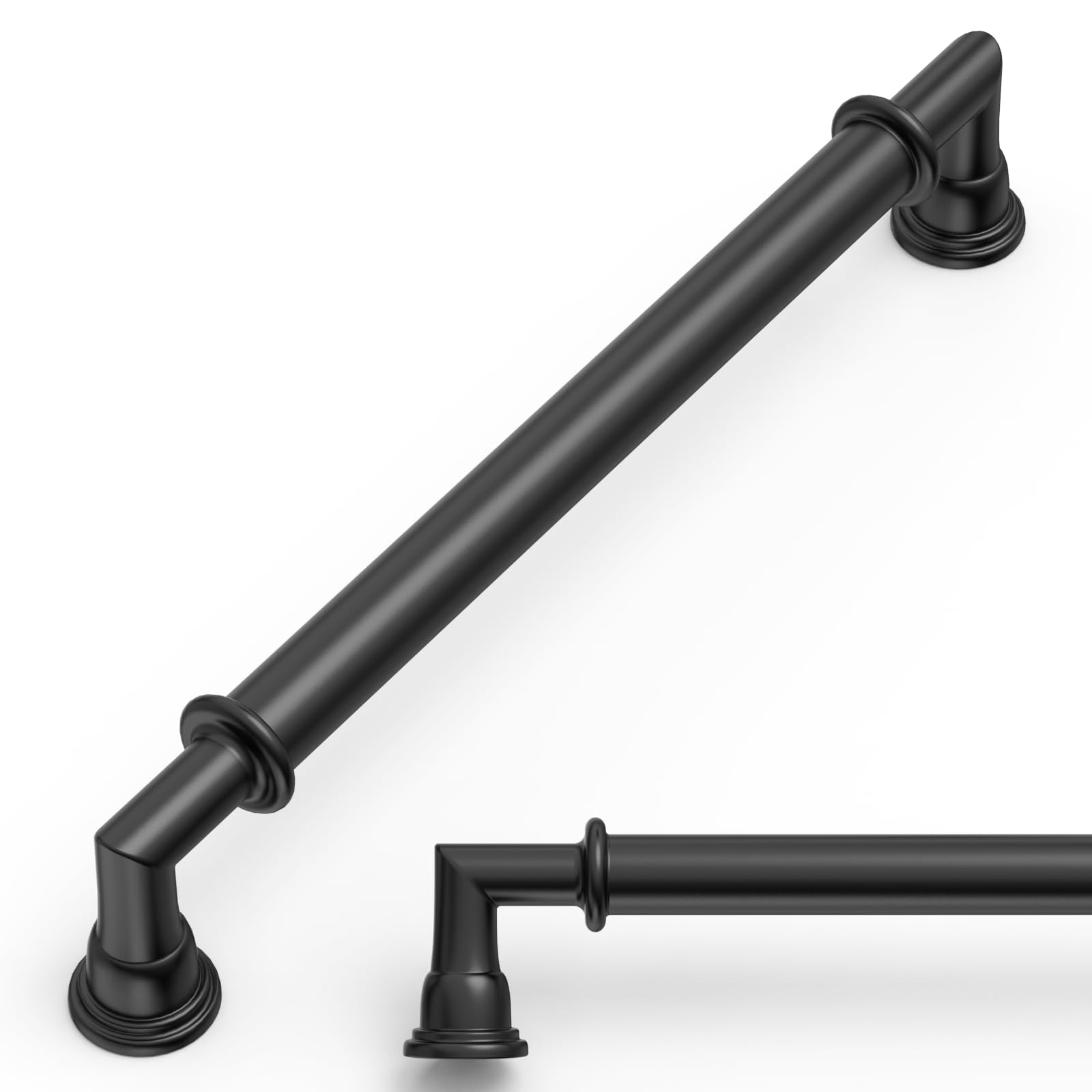 Amerdeco 10 Pack Matte Black Cabinet Pulls 6.3 Inch 160mm Zinc Alloy — image 1