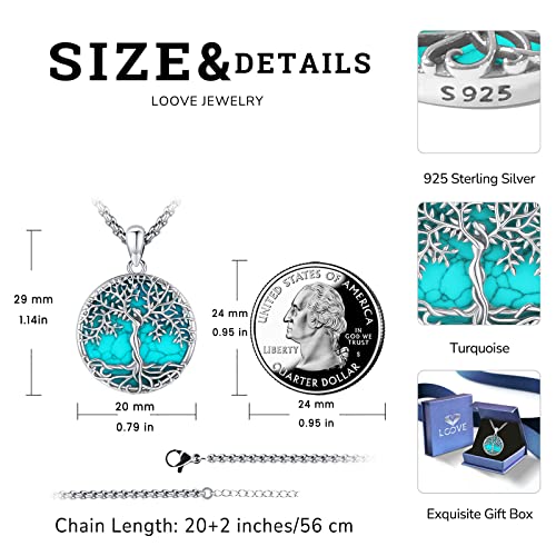 Jewelry Gifts - Tree of Life Necklace Sterling Silver Abalone Shell/Opal/Moonstone/Black Onyx/Turquoise/Malachite/Crystal Family Tree of Life Jewelry for Women Men4