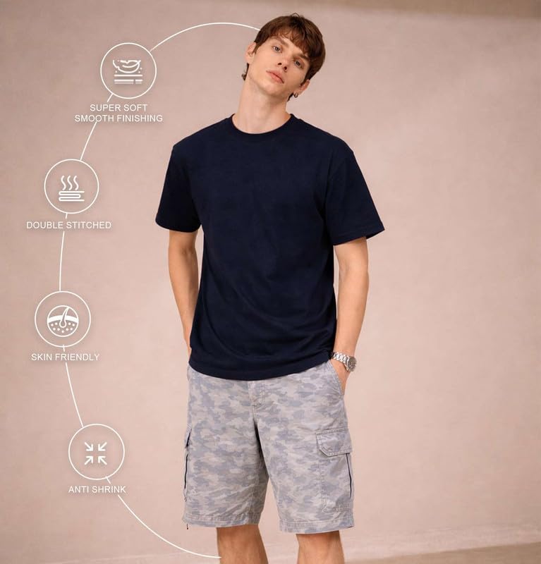 Image of Sleepynuts Men's Regular Fit Round Neck Half Sleeves Solid Casual Wear T-Shirt