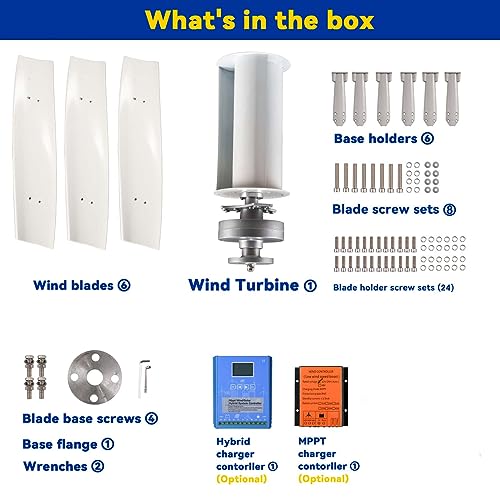 Conjunto de turbinas eólicas vertical de 12000W, 12V/24V/48V gerador de maglev velocidade baixa velo