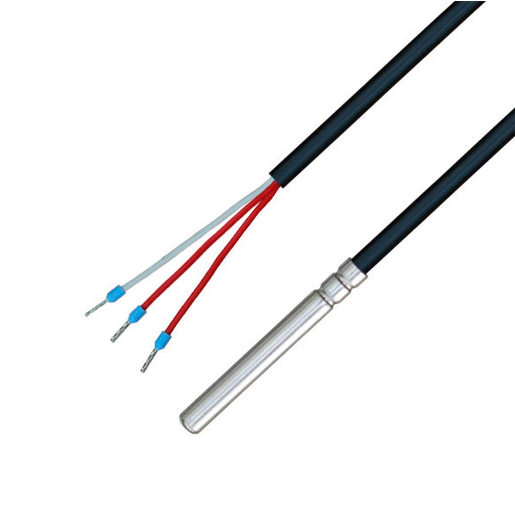 iOVEO 035HP01310 - PT100-3-przewodowy czujnik temperatury/sonda temperatury z przewodem PCW do 105°C, 10 metrów