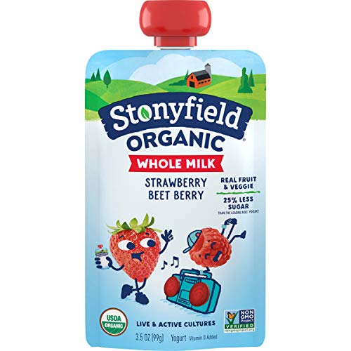 Stonyfield Organic Kids Strawberry Beet Berry Whole Milk Yogurt Pouch, 3.5 Oz., Single Serve – Real Fruit & Veggie #TOP27