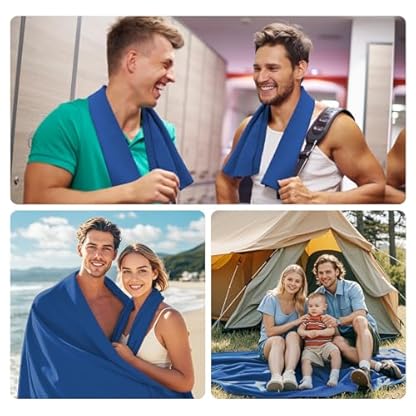 Fosdaling Mikrofaser Handtuch 3er Set（Groß 160×80cm und 2 Klein 80×40cm）, Schnelltrocknend Microfaser Fitness & Sport Handtücher, für Strandtuch, Badetuch, Sporthandtuch und Reisehandtuch – Bild 4