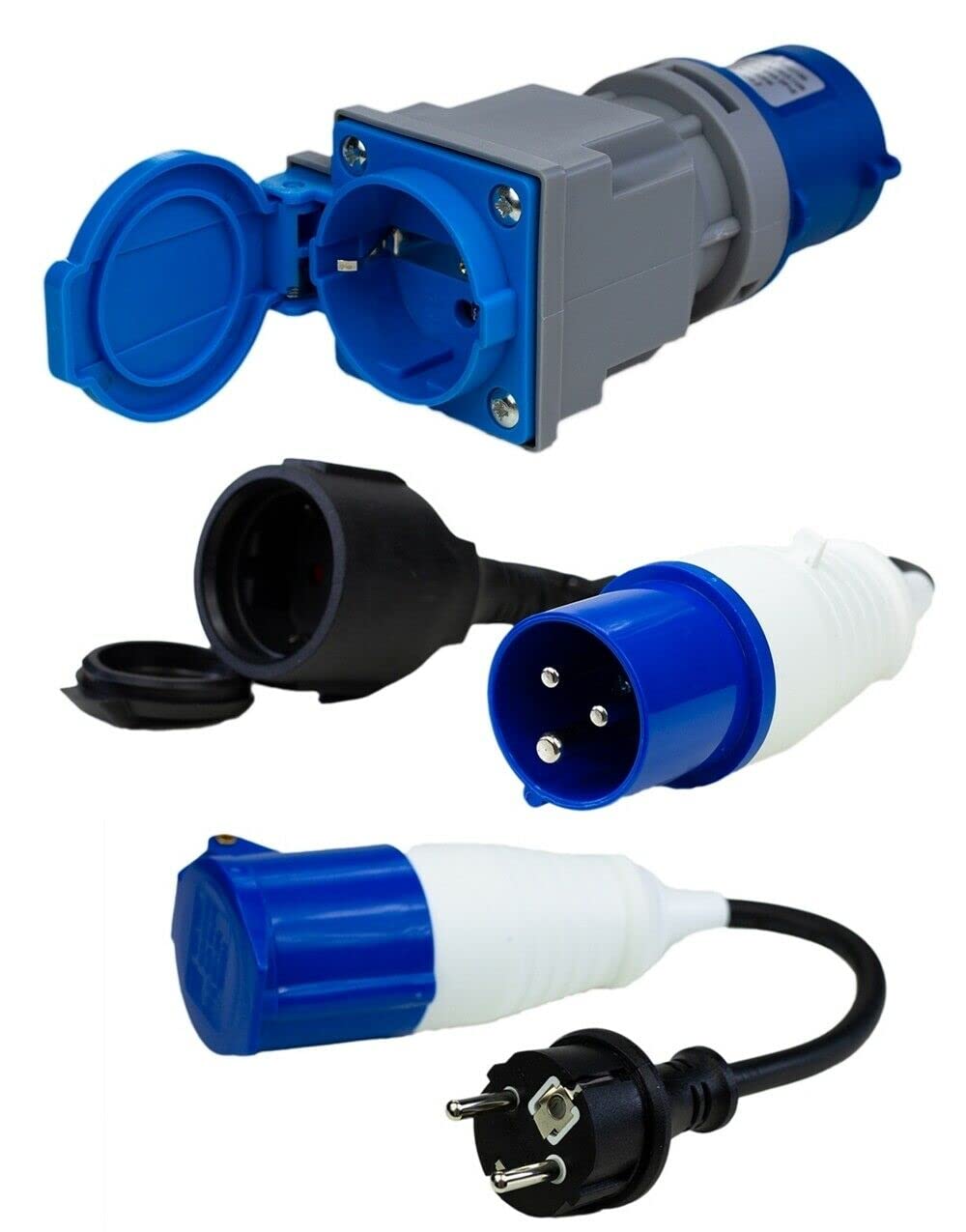 CEE Adapter 3er Set – Kompakter Stromadapter für Camping
