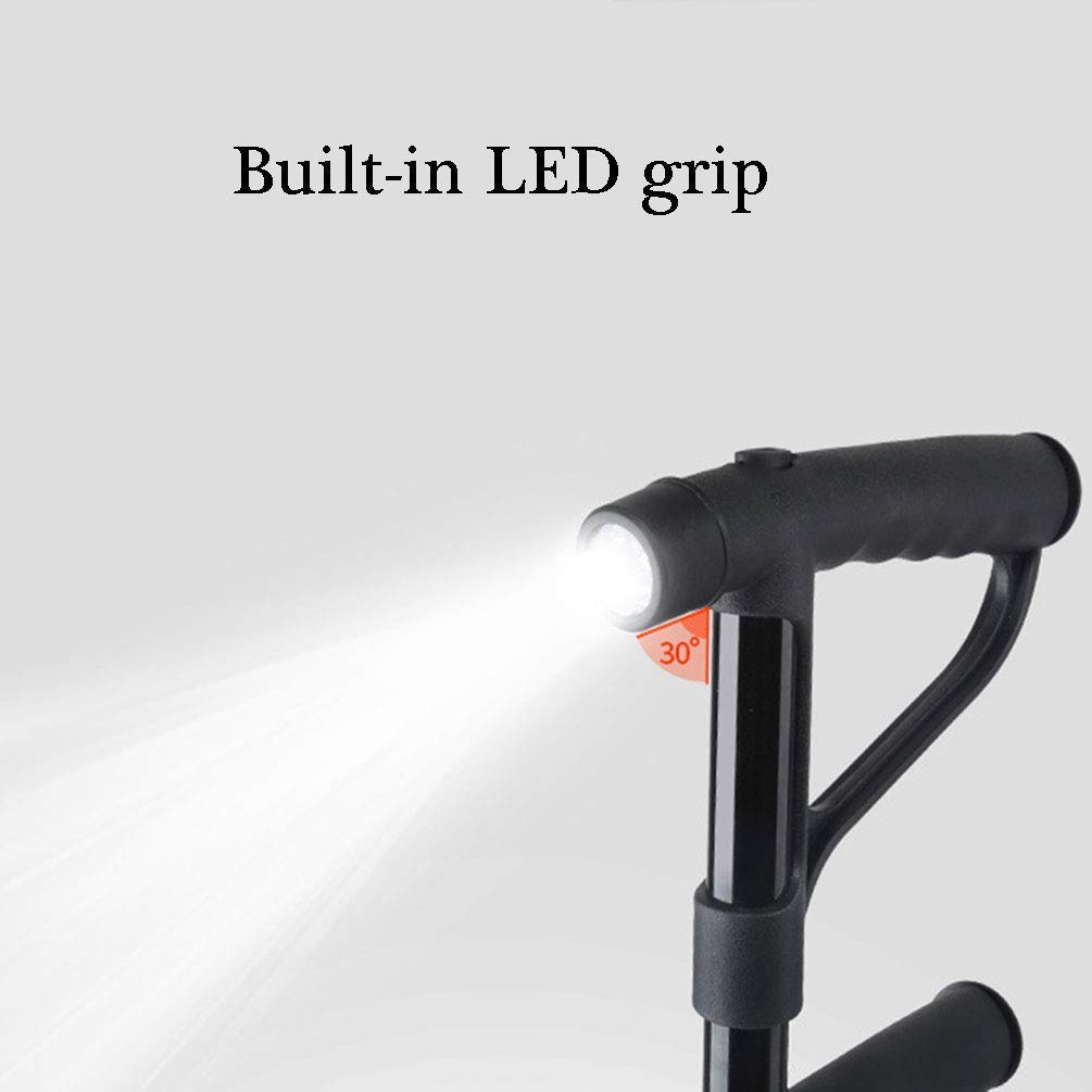 Bastones Bastones Ajustables con luz LED Mango Doble 10 Niveles de Altura Ajustable para Hombres Mujeres, muletas Times