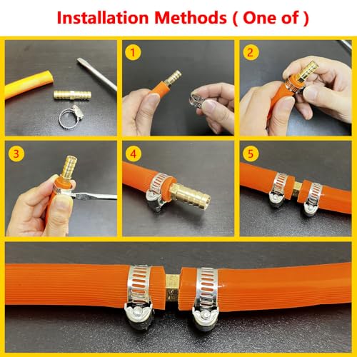 da by 3 pcs 383410mm barb splicer mender hose brass barb fitting with 6 pcs stainless steel pipe clamps for waterfuelair